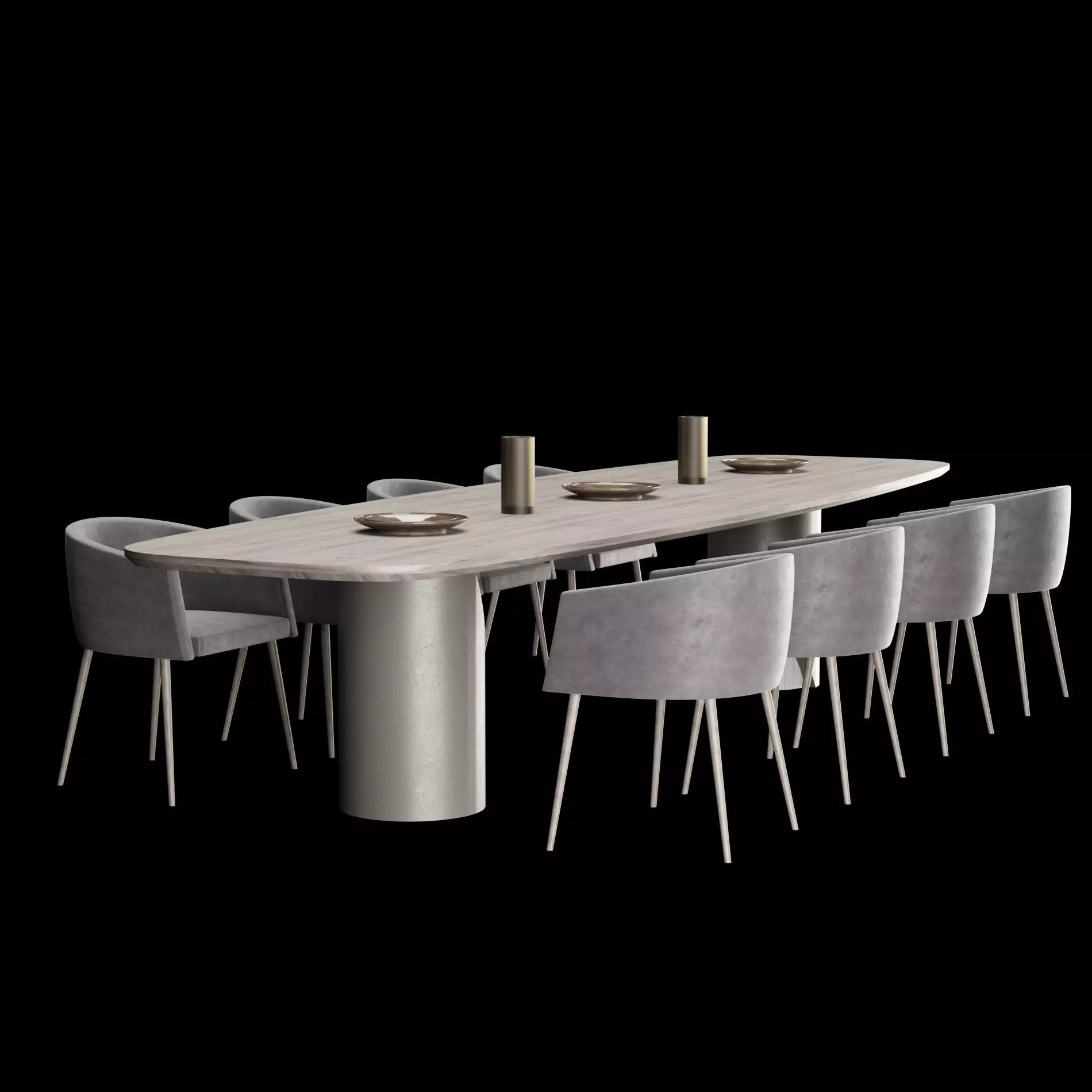 Modern dining table whith chair4 3D model_3