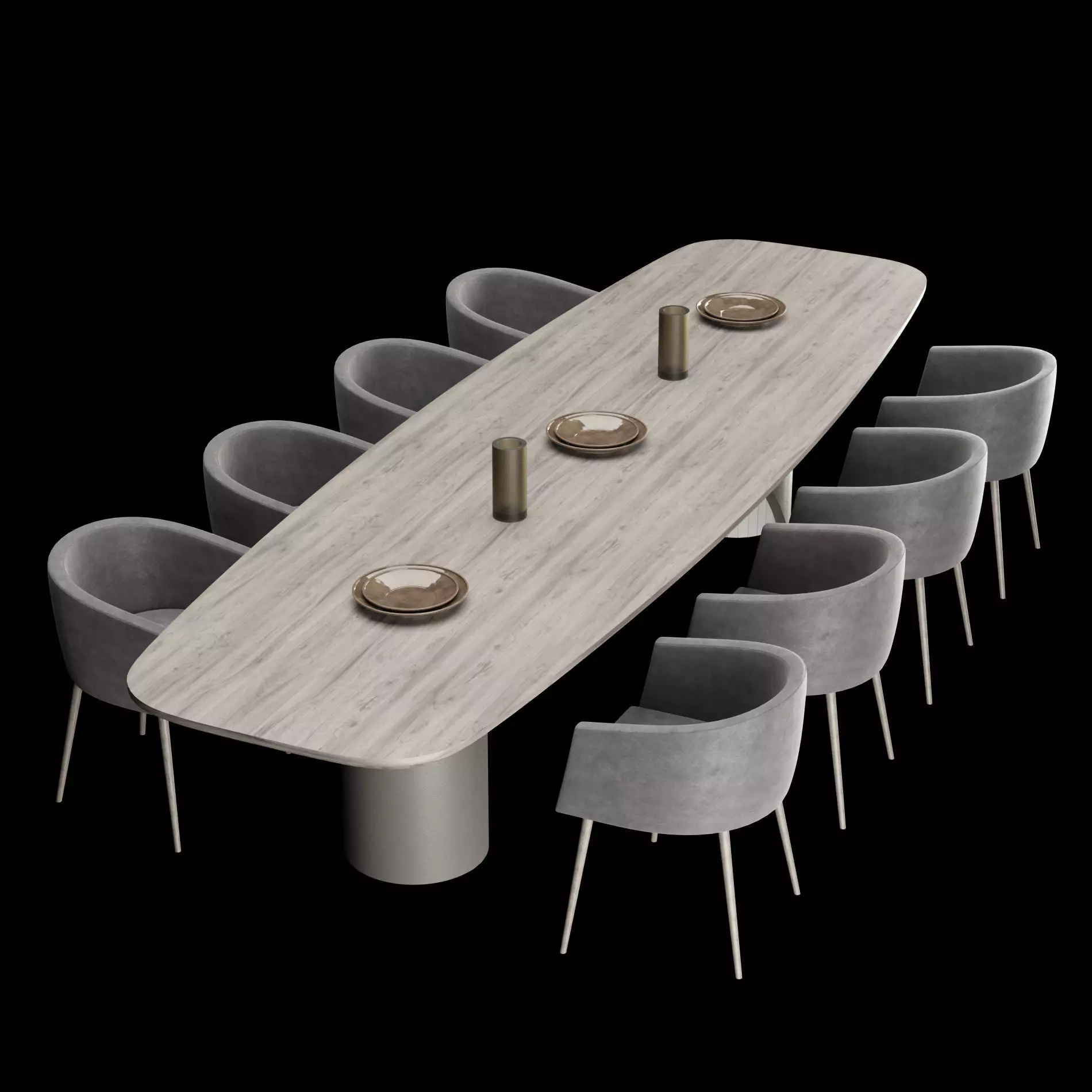 Modern dining table whith chair4 3D model_0