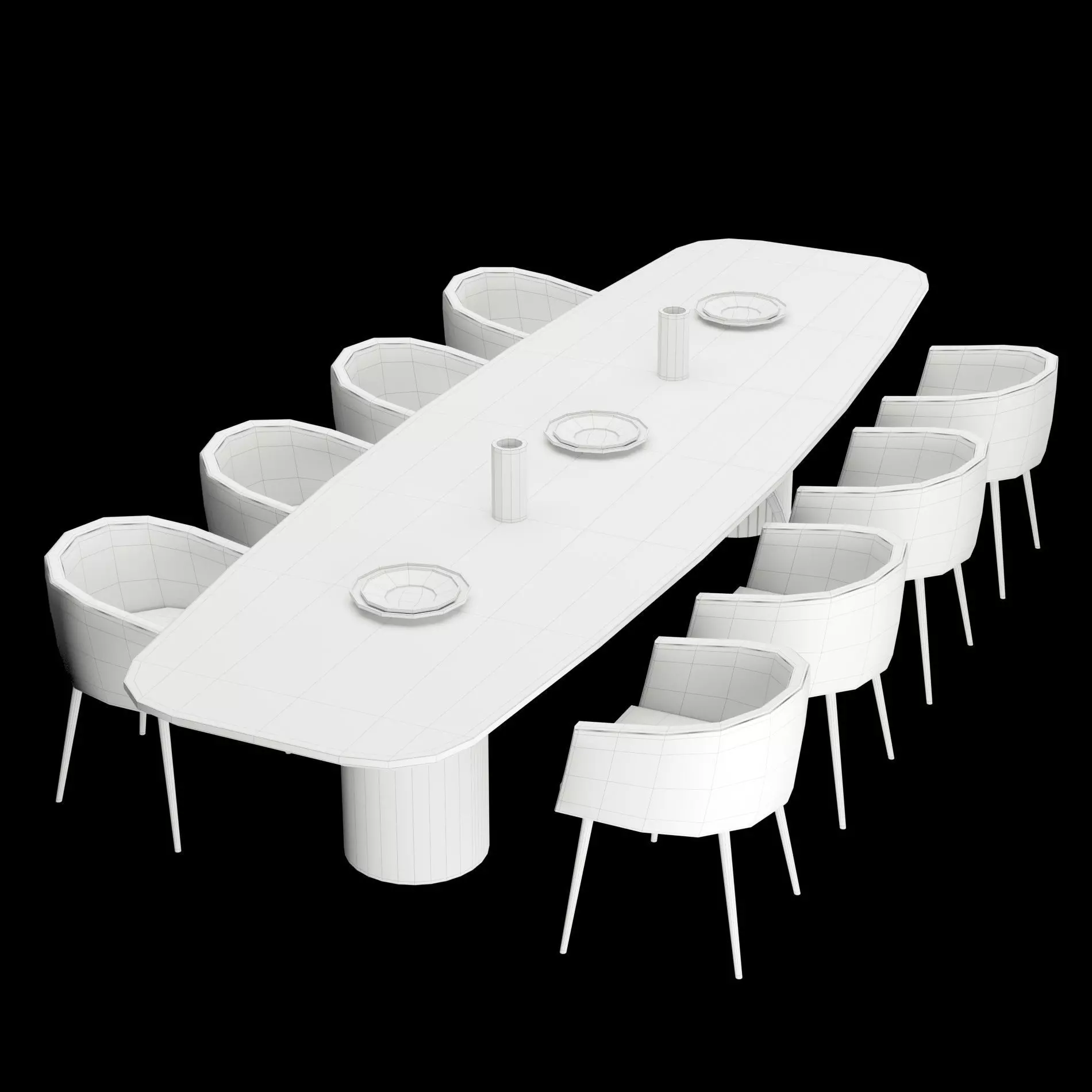 Modern dining table whith chair4 3D model_2