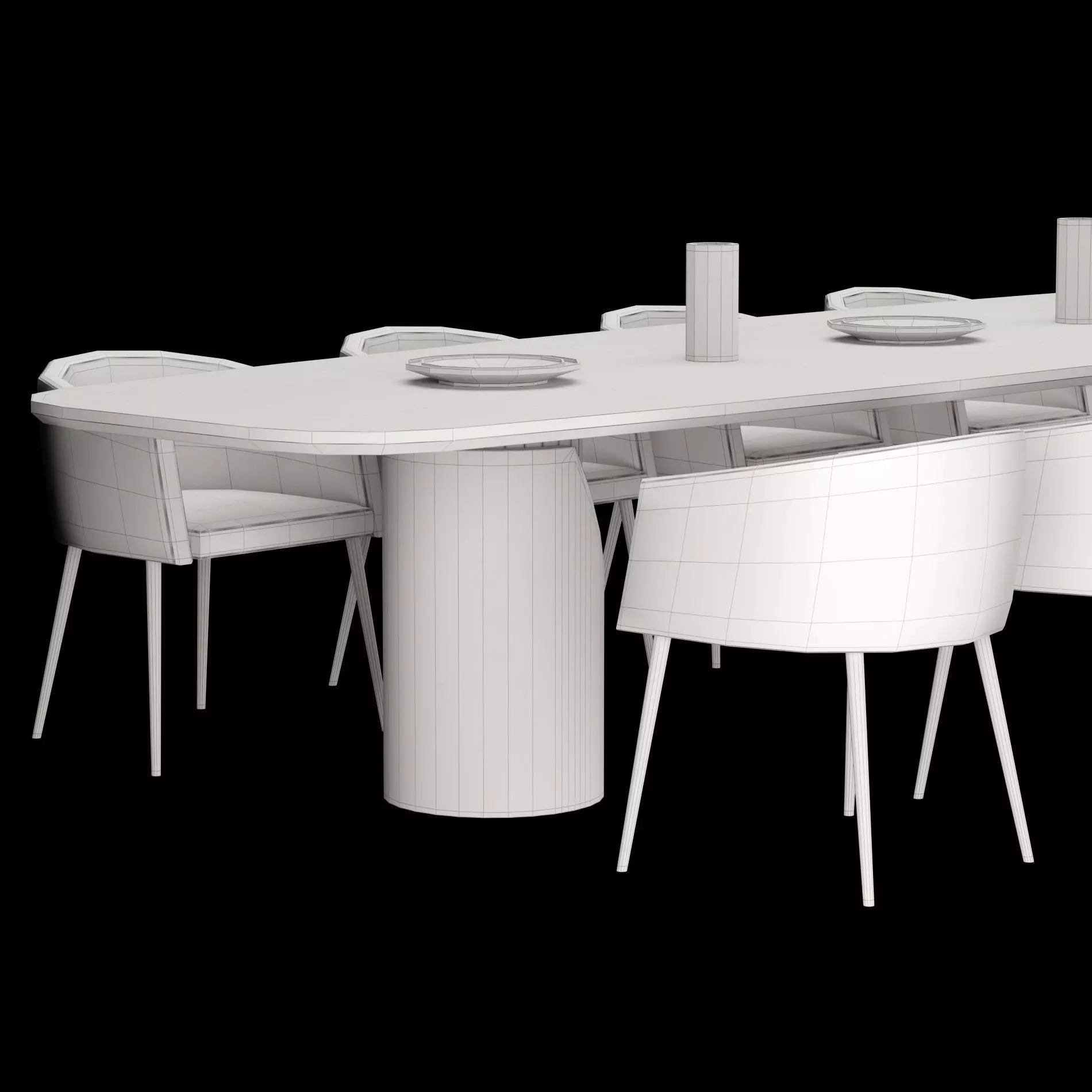 Modern dining table whith chair4 3D model_8