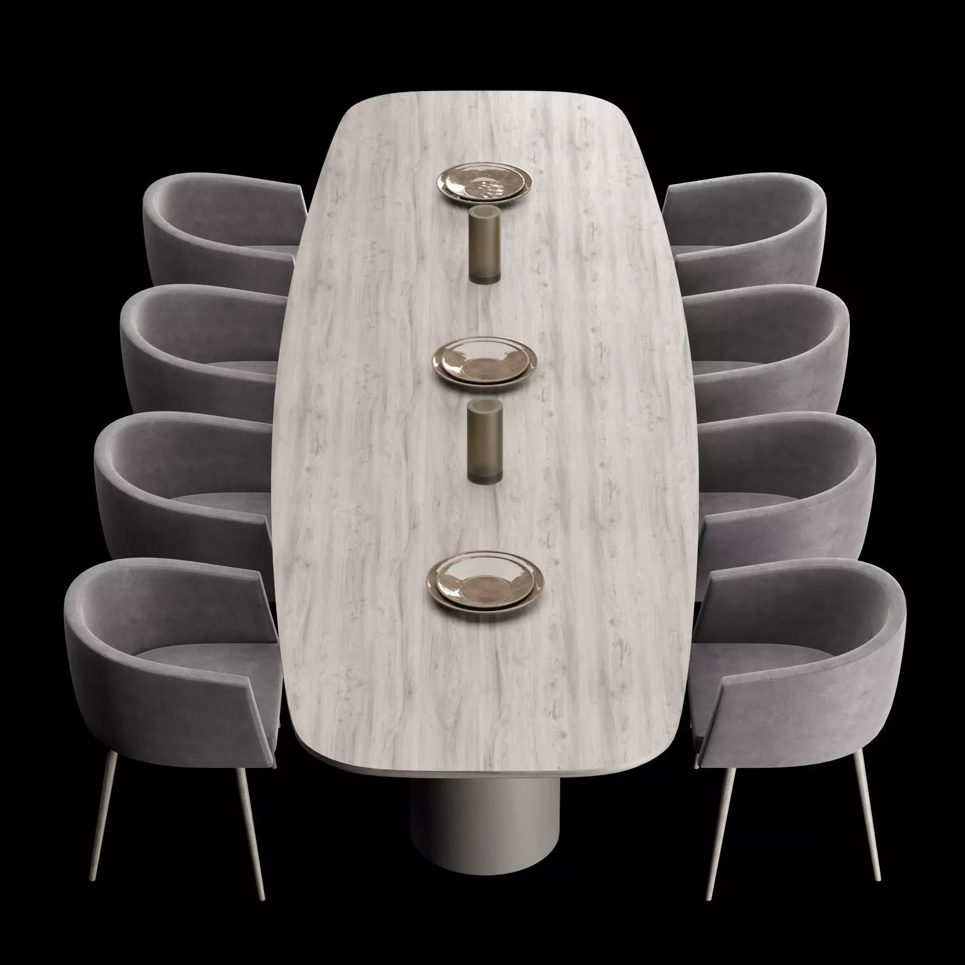 Modern dining table whith chair4 3D model_9