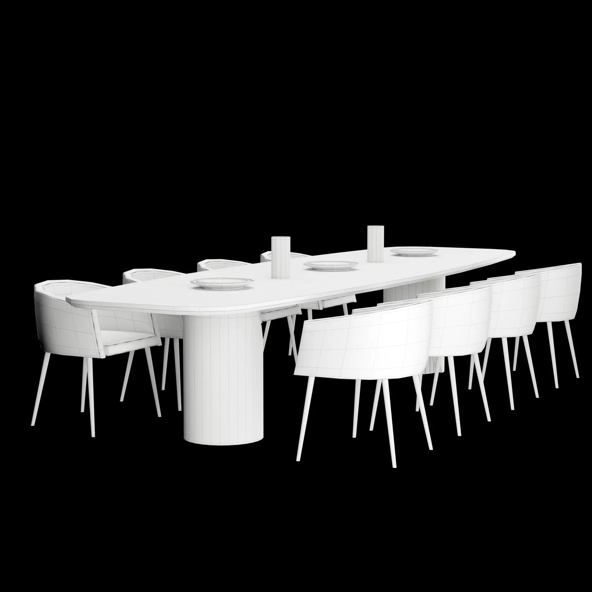 Modern dining table whith chair4 3D model_4