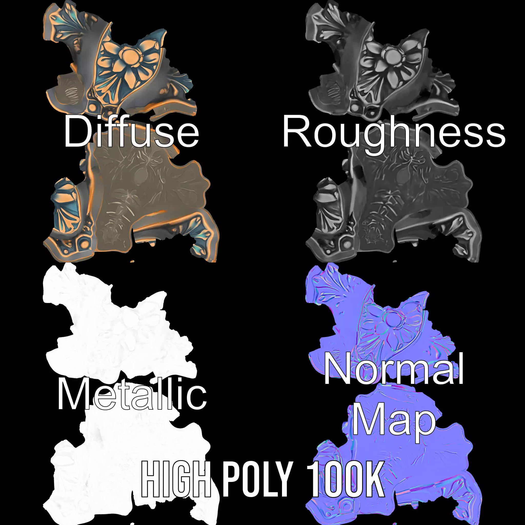 Antique Bronze Ornament model pack Low-poly 3D model_4