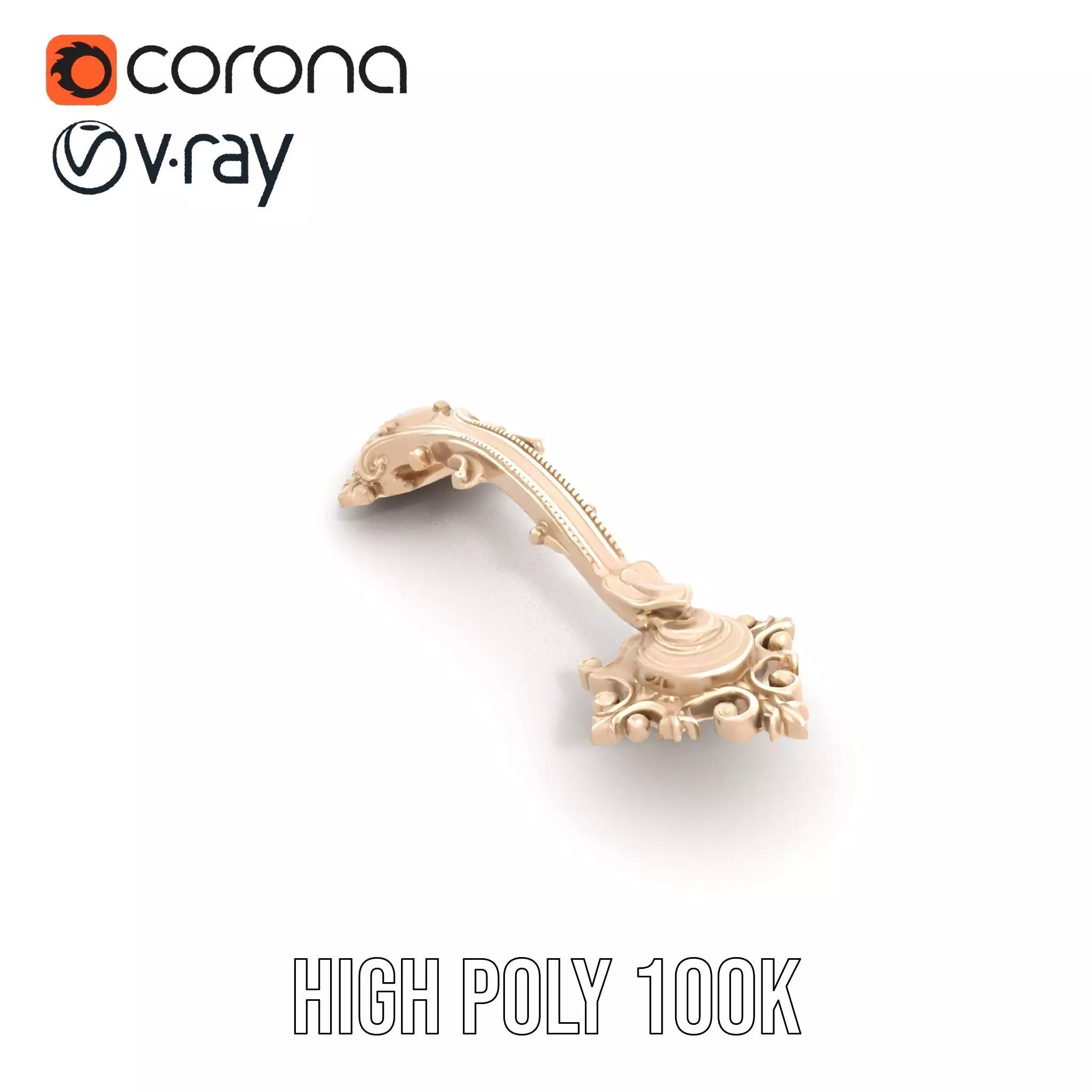 Ornate Brass Handle model pack Low-poly 3D model_16