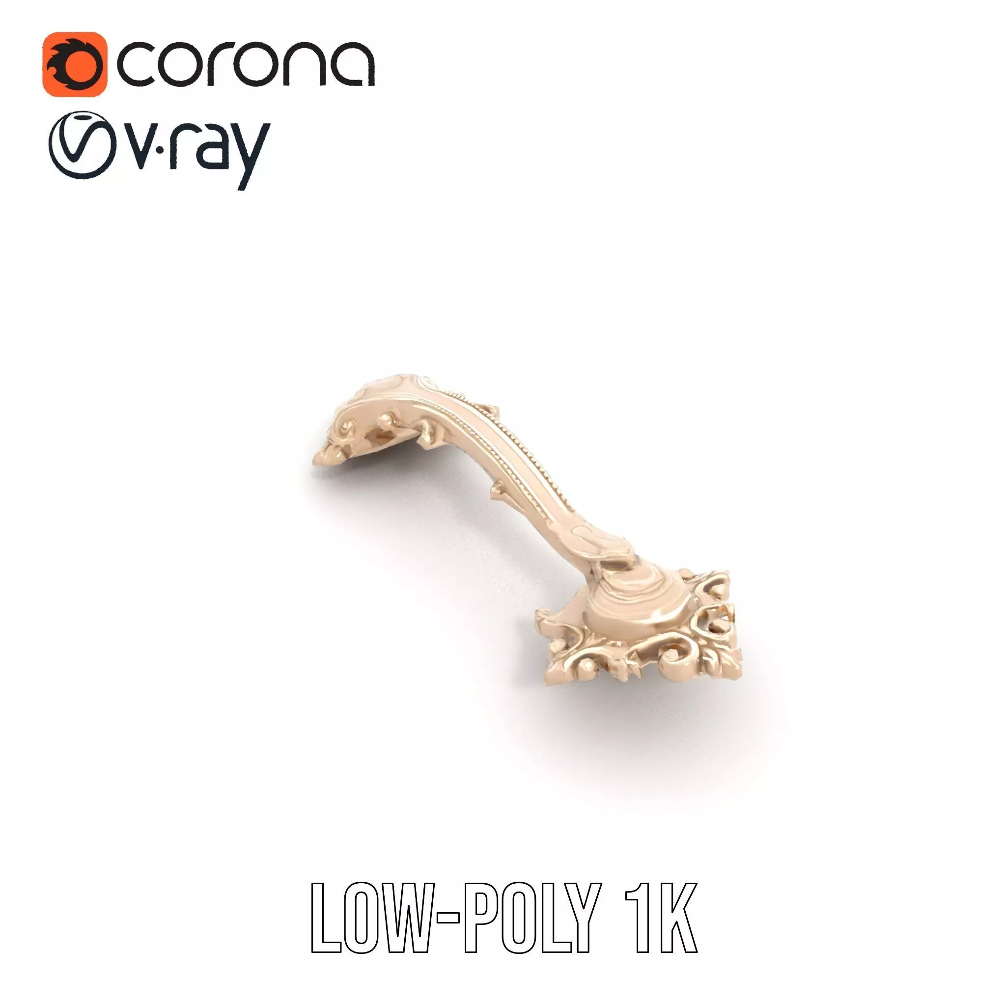 Ornate Brass Handle model pack Low-poly 3D model_10