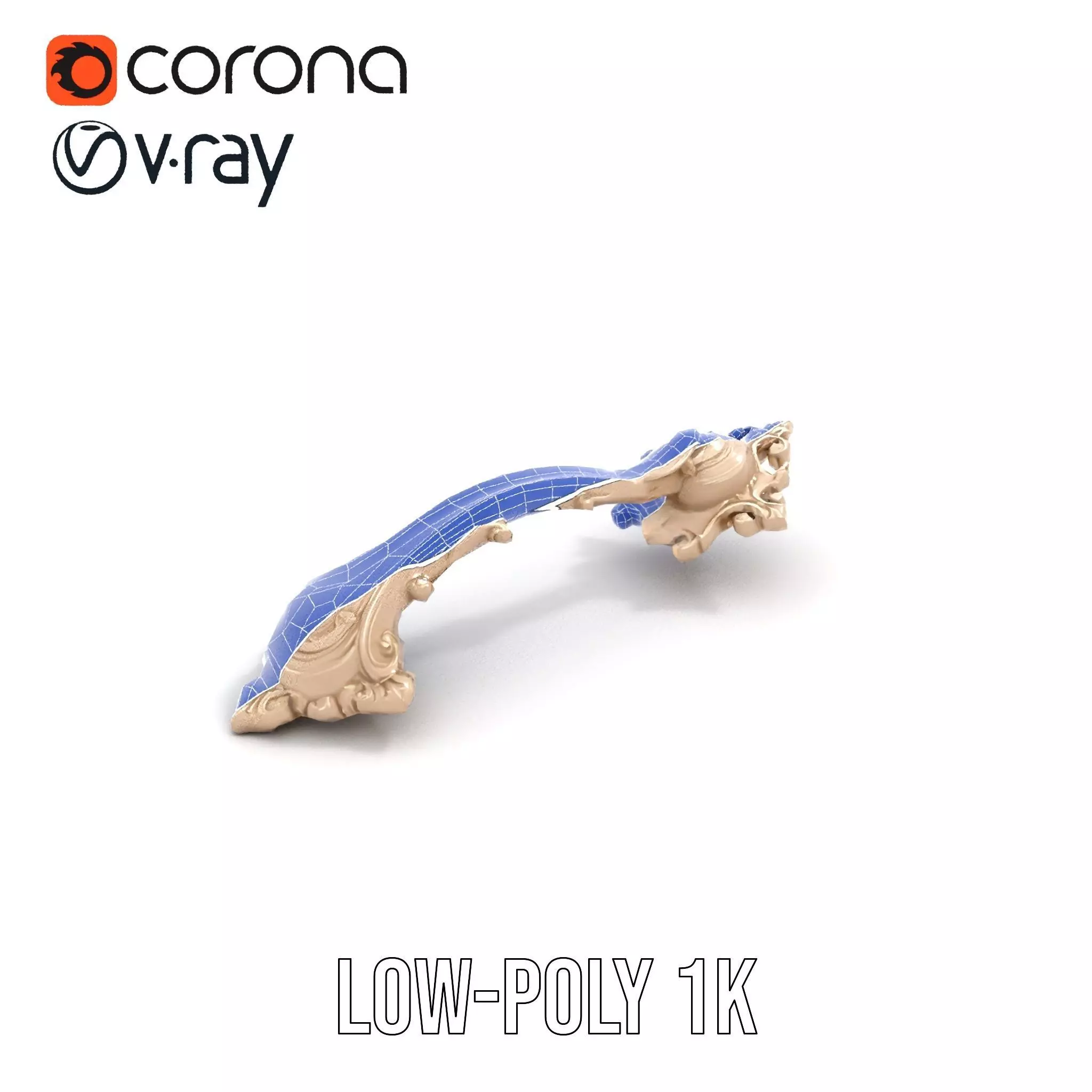 Ornate Brass Handle model pack Low-poly 3D model_15