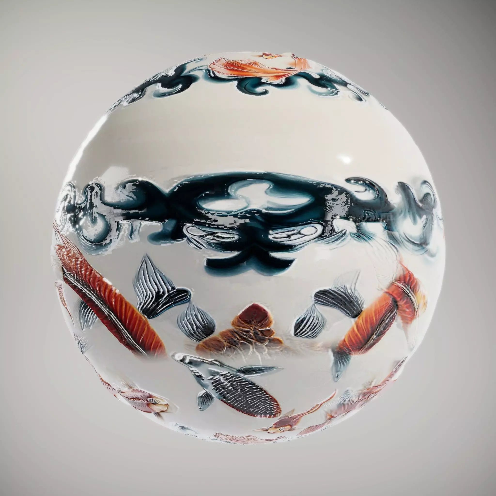 Porcelain Koi Pattern HQ PBR Textures Set Texture_2