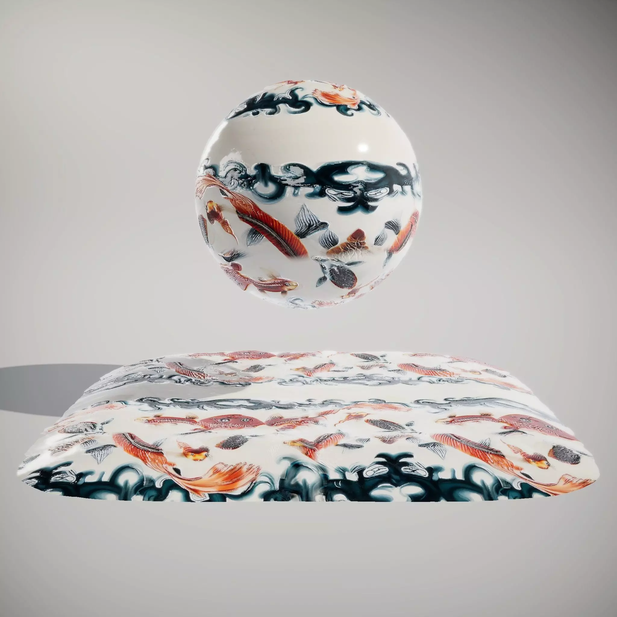 Porcelain Koi Pattern HQ PBR Textures Set Texture_0