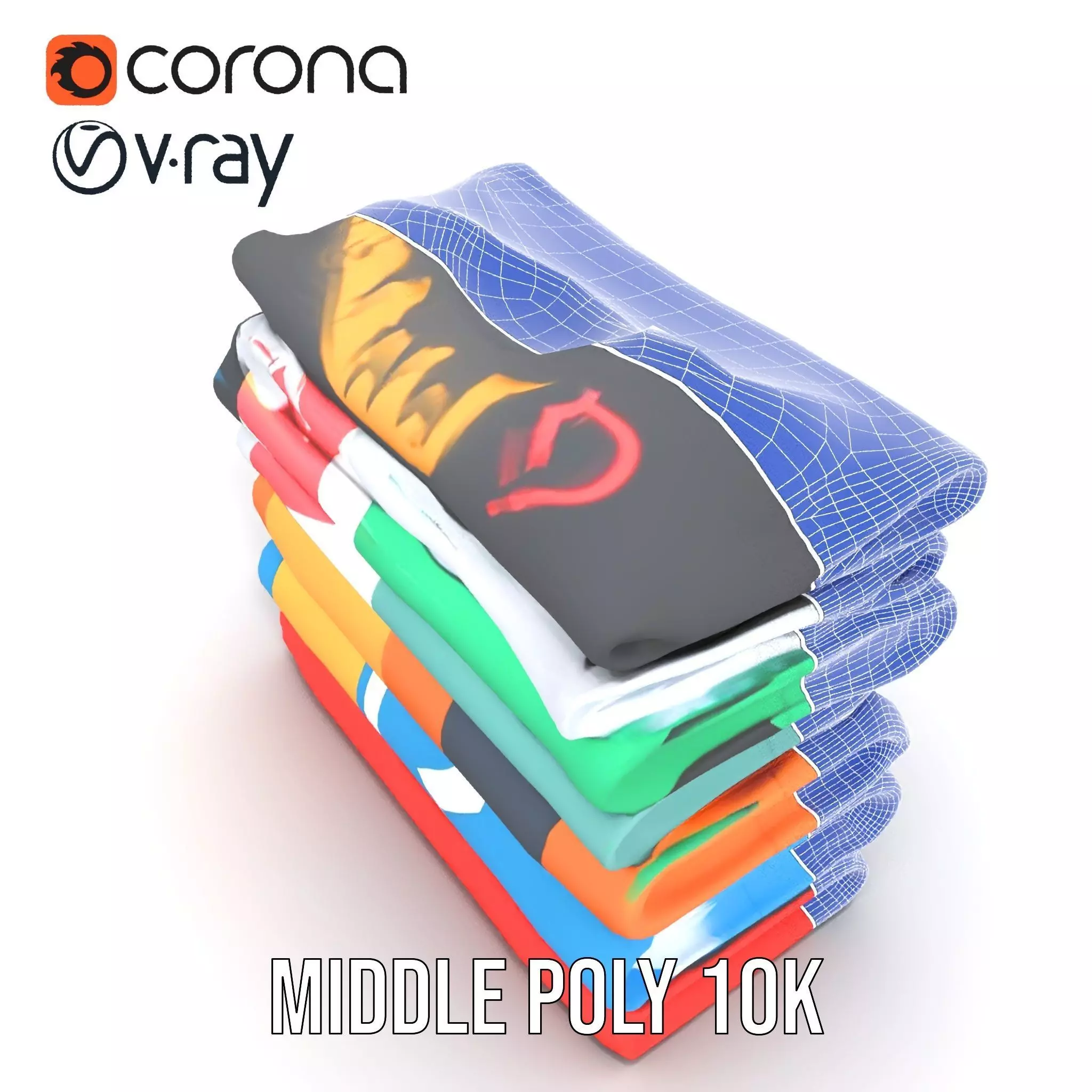 Colorful TShirt Stack model pack Low-poly 3D model_14