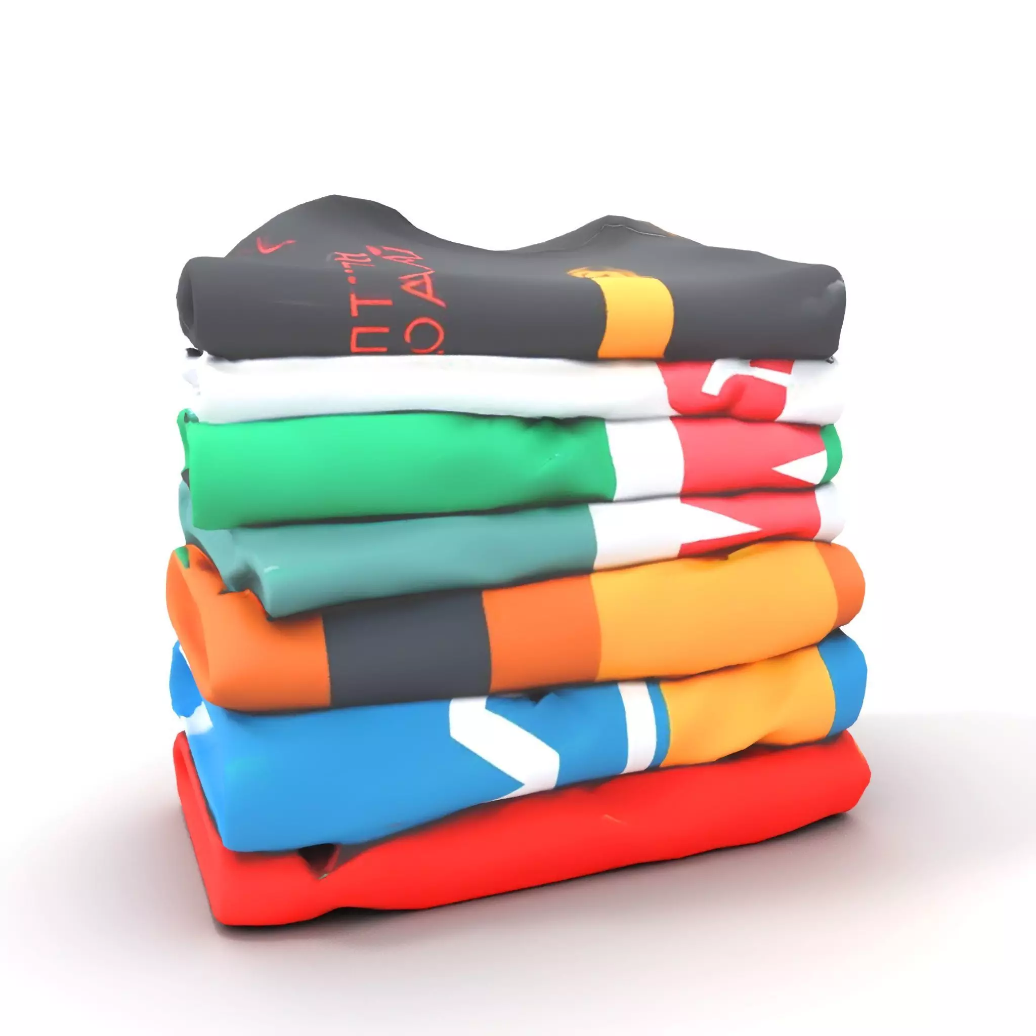 Colorful TShirt Stack model pack Low-poly 3D model_7