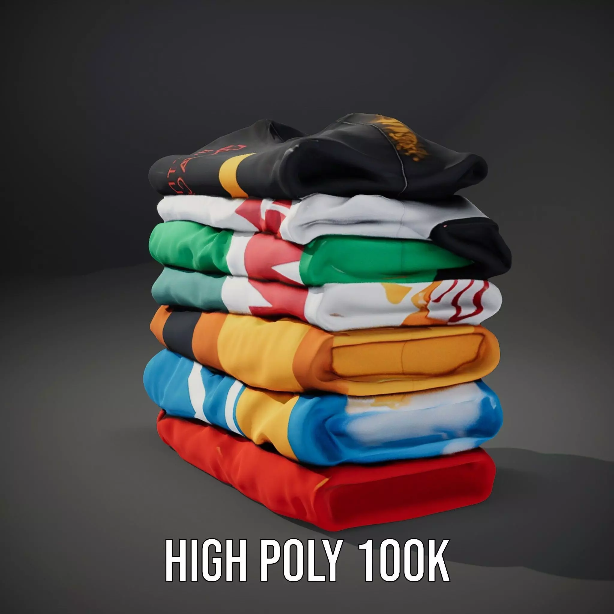 Colorful TShirt Stack model pack Low-poly 3D model_9