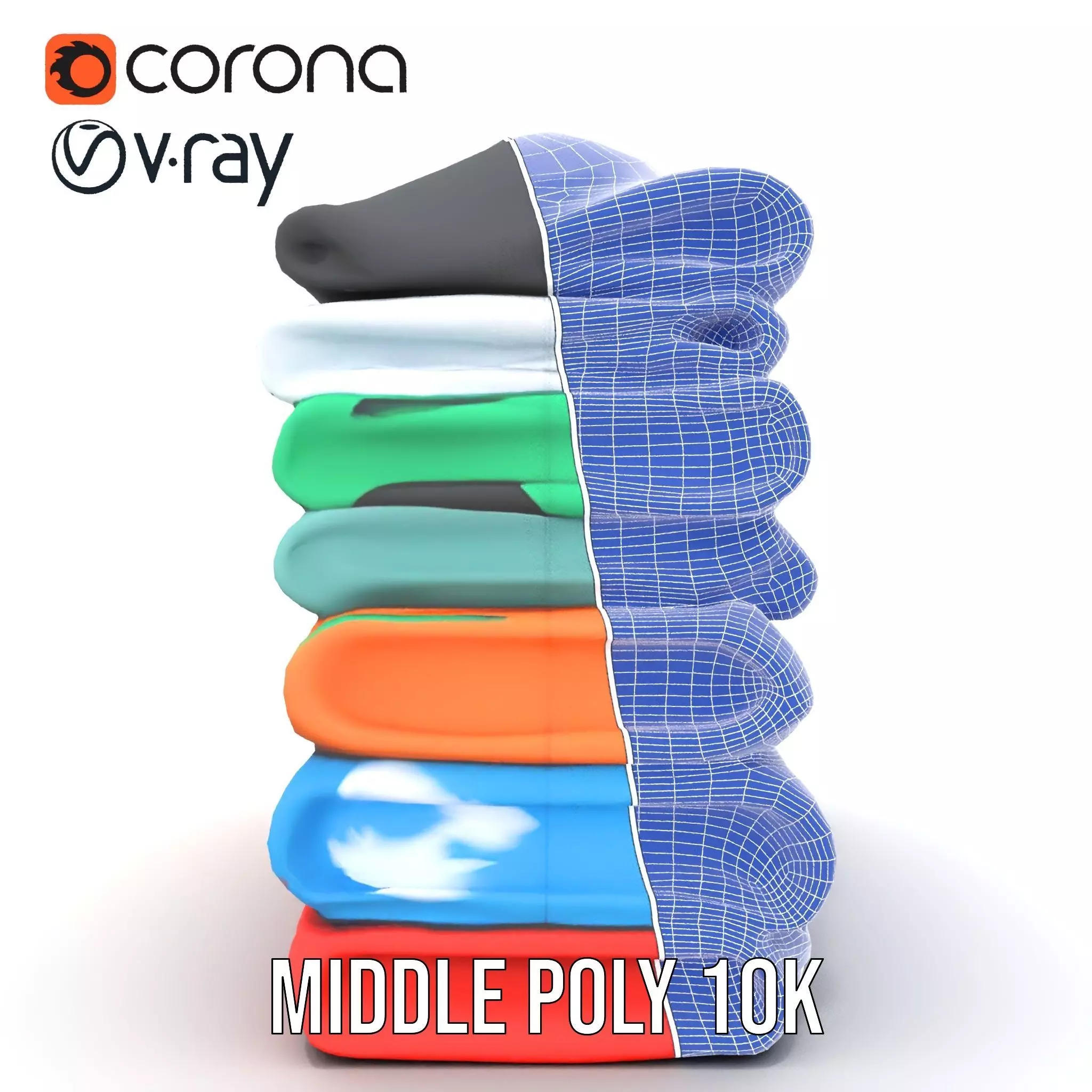 Colorful TShirt Stack model pack Low-poly 3D model_31