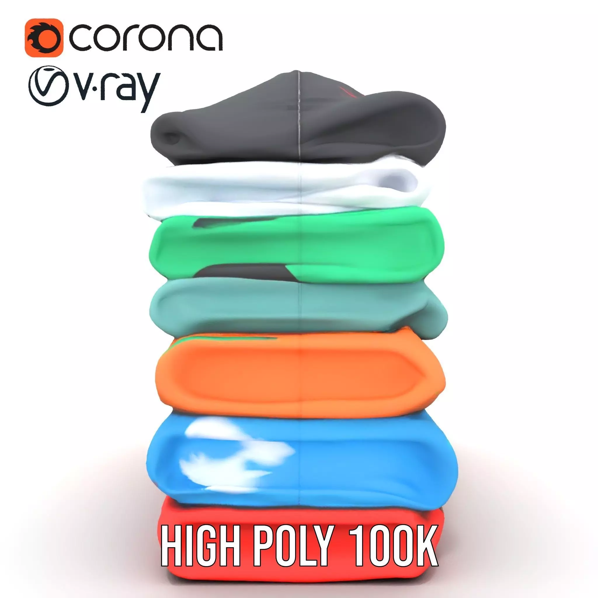 Colorful TShirt Stack model pack Low-poly 3D model_18