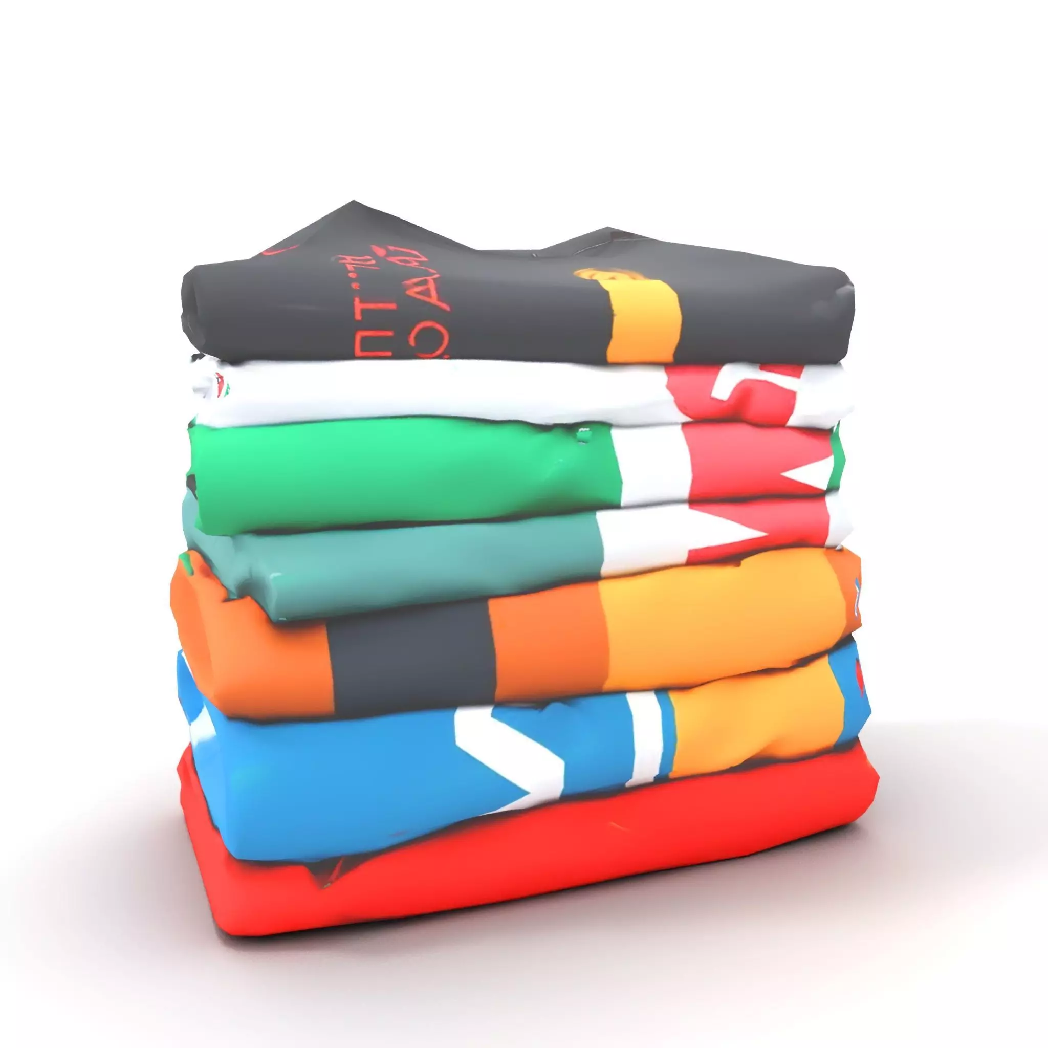 Colorful TShirt Stack model pack Low-poly 3D model_8