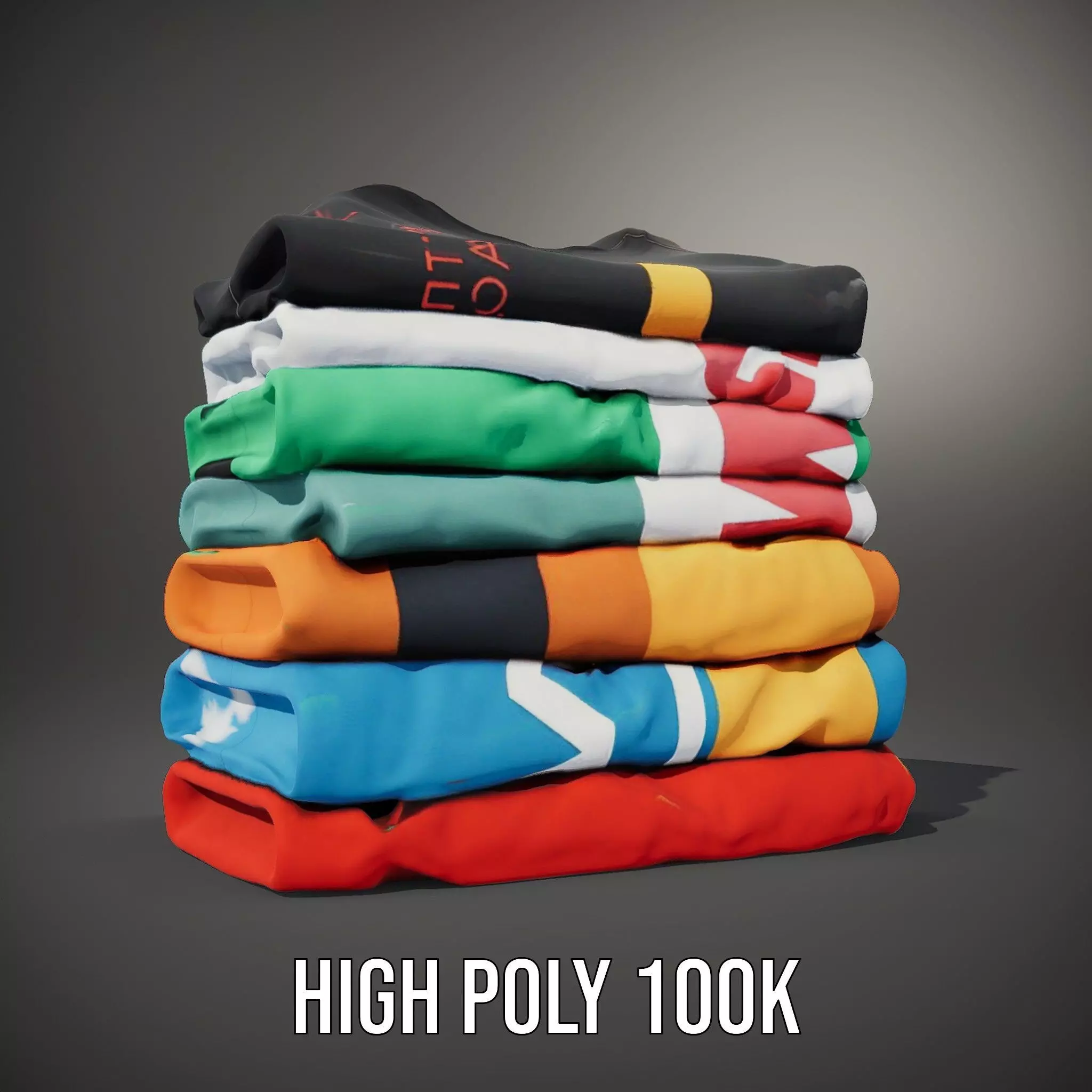 Colorful TShirt Stack model pack Low-poly 3D model_11
