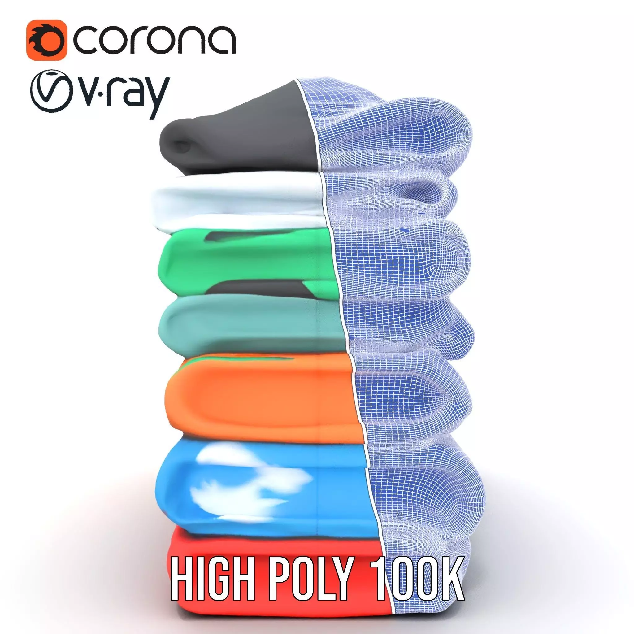 Colorful TShirt Stack model pack Low-poly 3D model_33