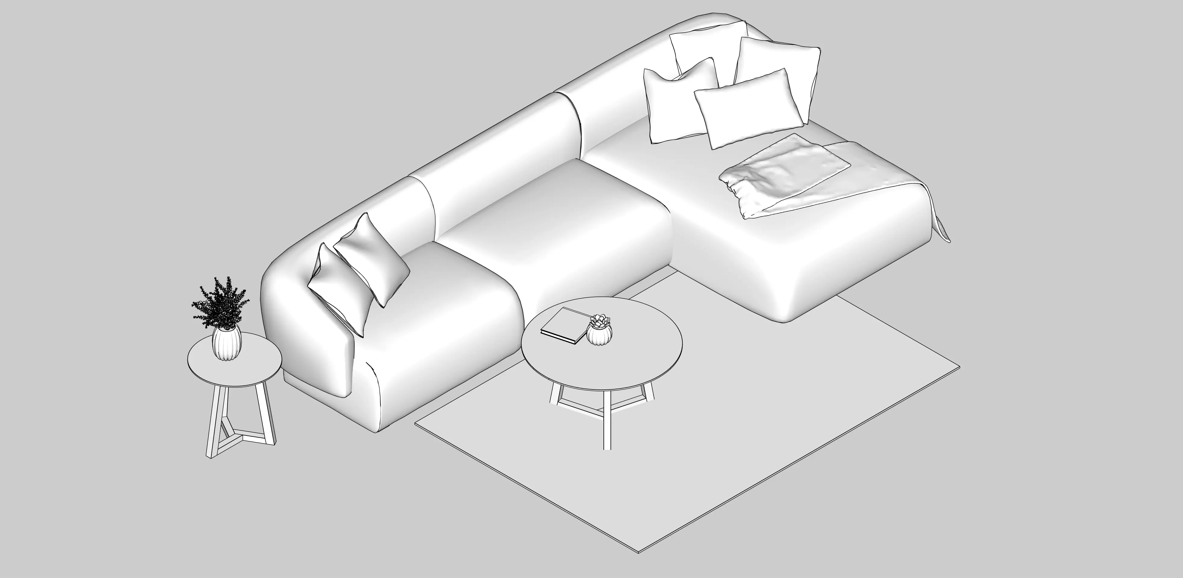 Chaise Sofa B2C Courbe 3D model_8