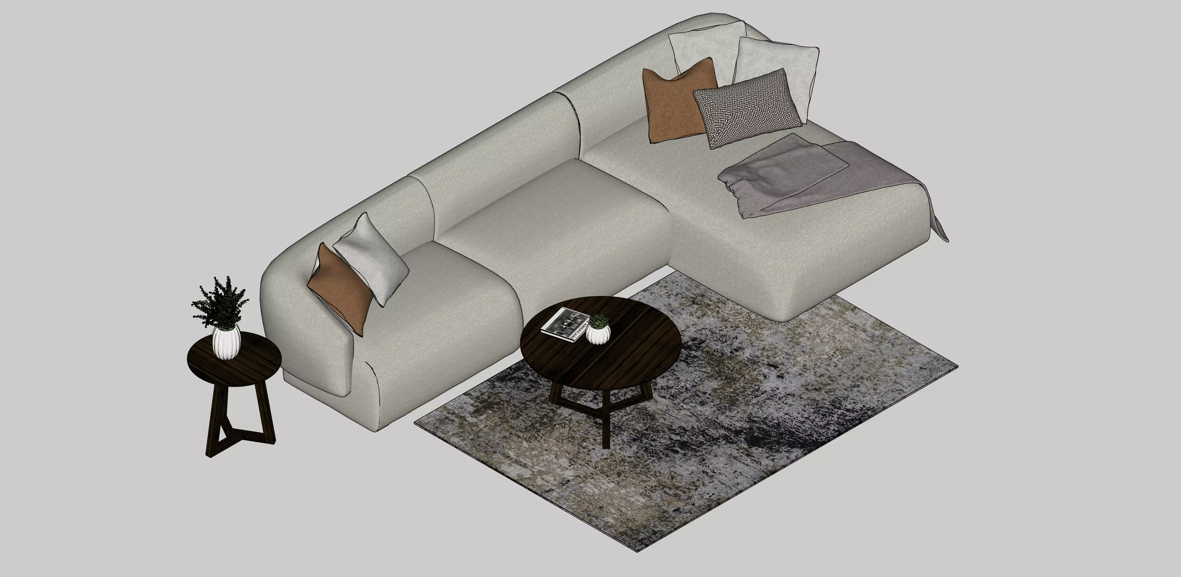Chaise Sofa B2C Courbe 3D model_6
