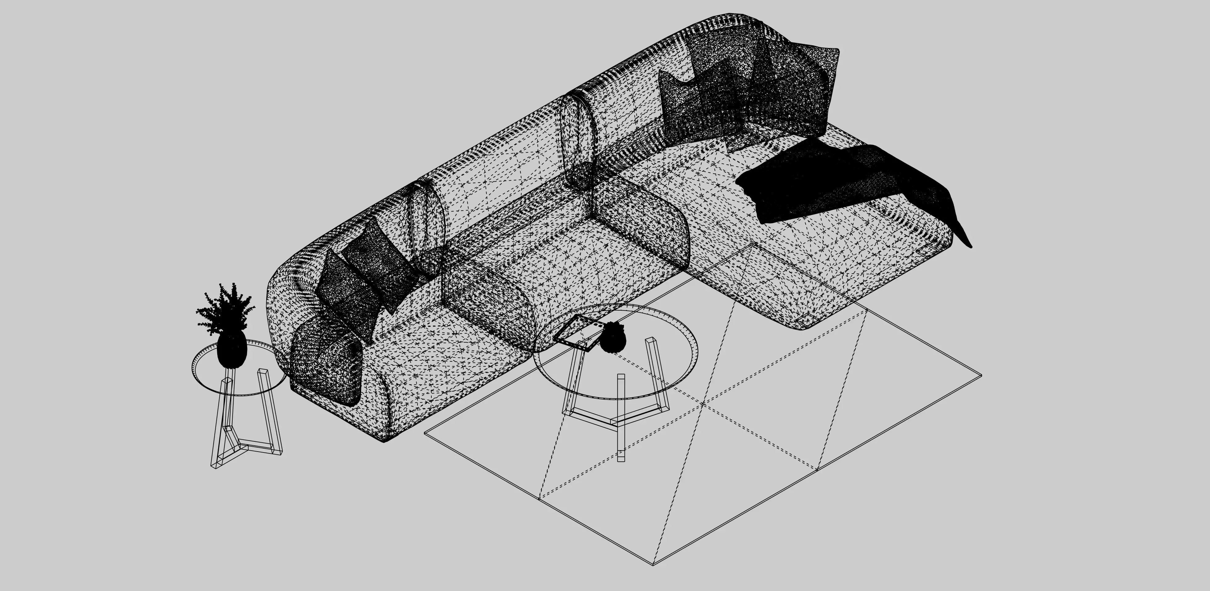 Chaise Sofa B2C Courbe 3D model_7