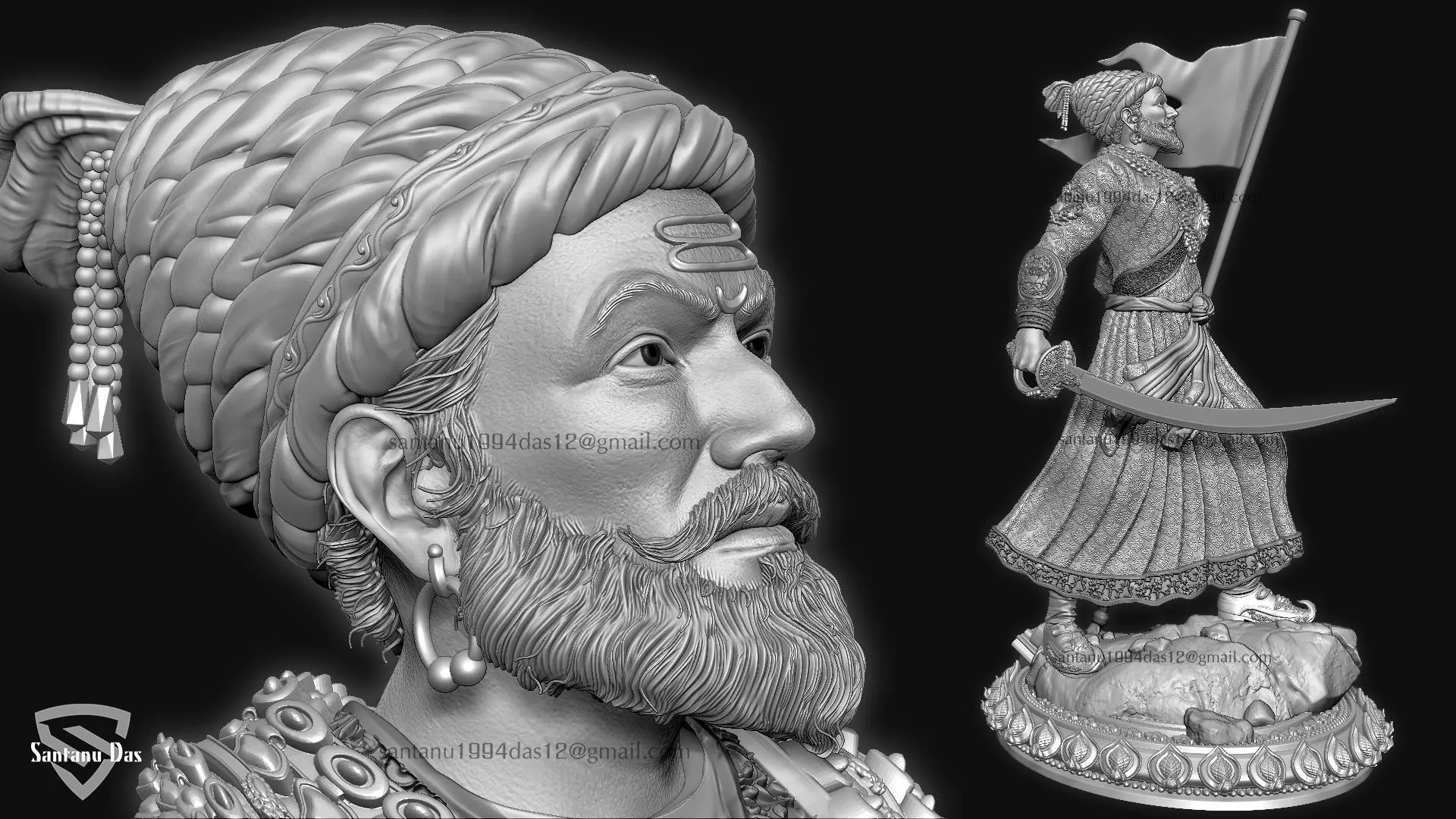 Chhatrapati Shivaji Maharaj 3dPrint 3D print model_23