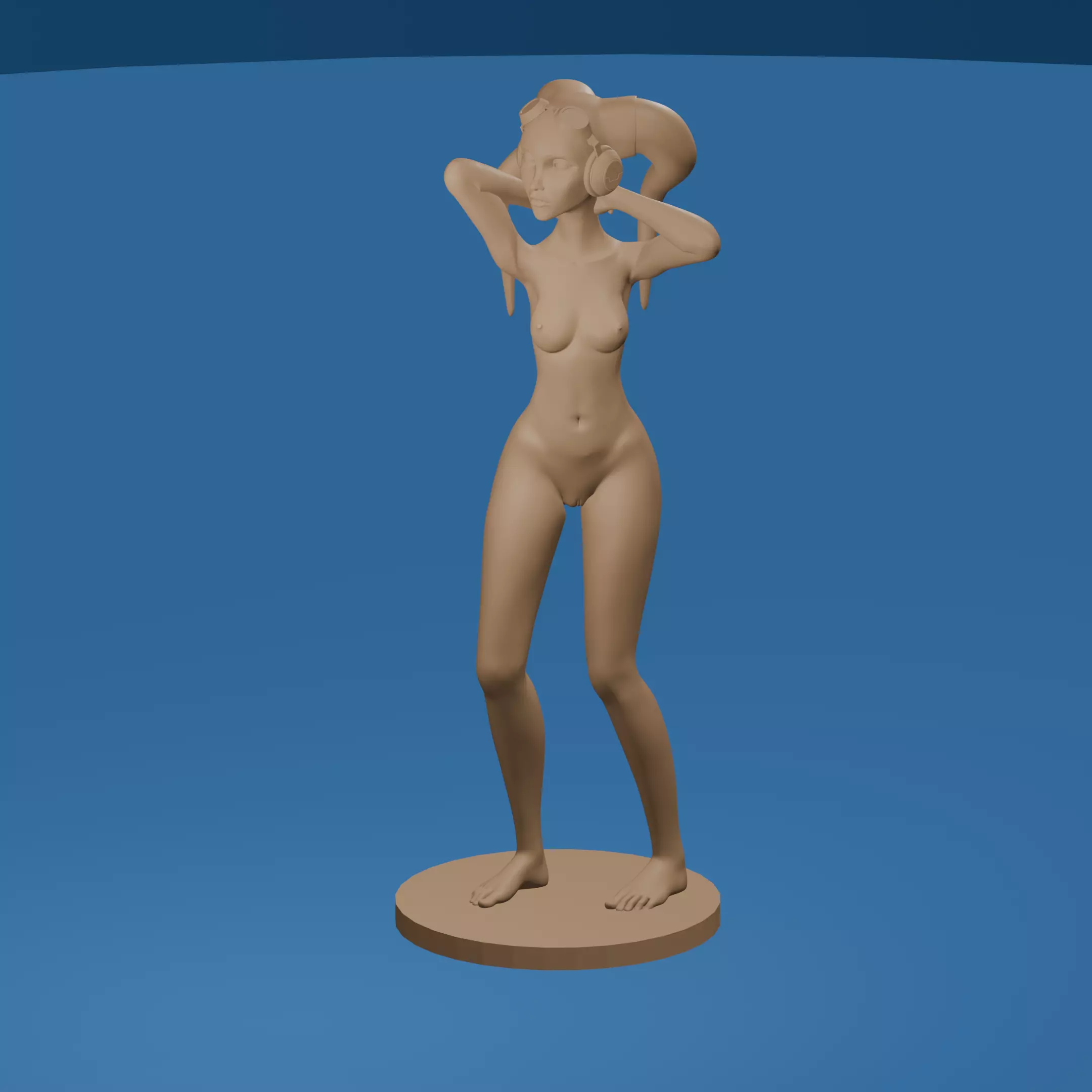 Green Head-Tail Alien Stylized Alien Pilot 3D print model