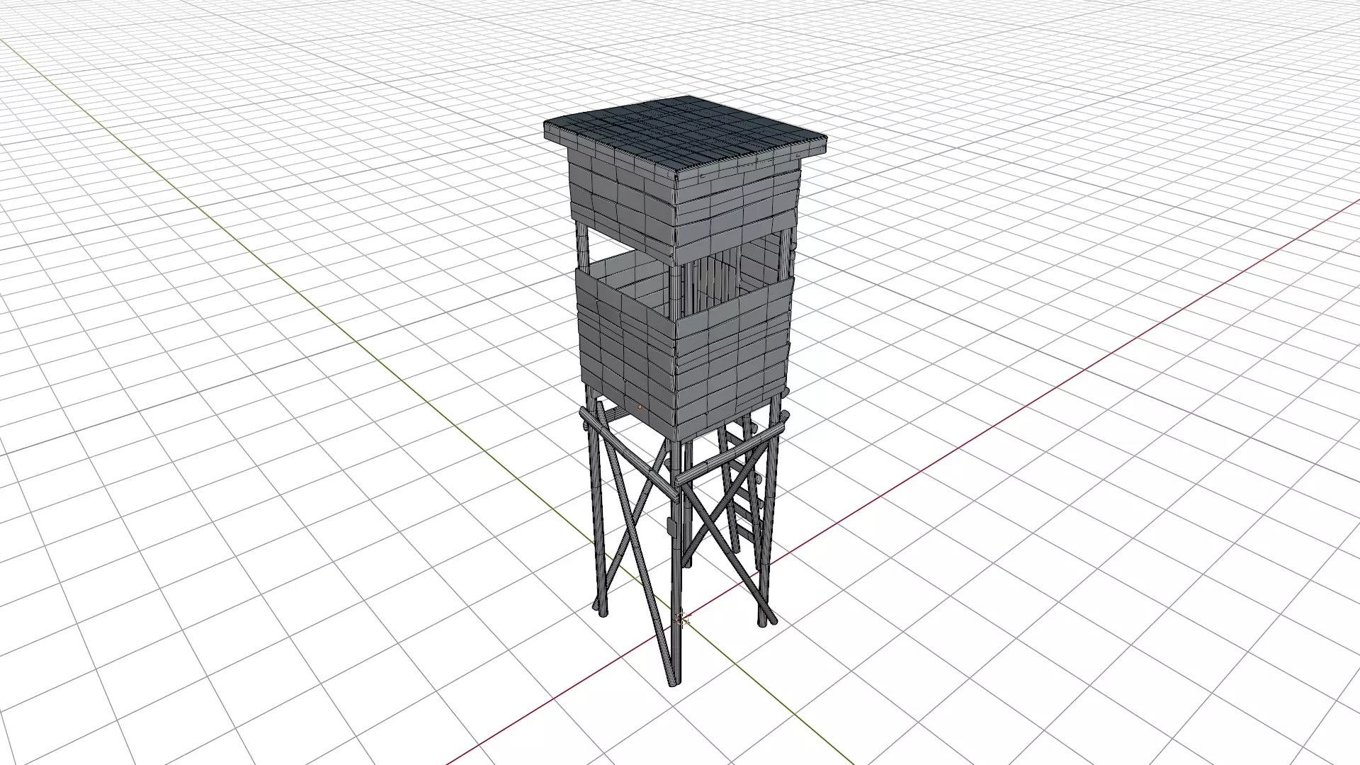 Wooden Hunting Tower Low-poly 3D model_4