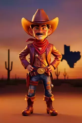 Cute Cartoon Cowboy 3D Western Character Hat Holster