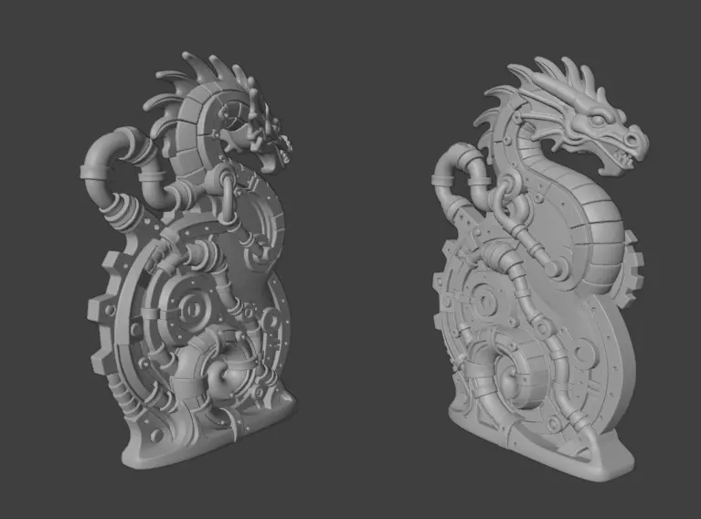 Industrial Dragon Sculpture 3D print model_2