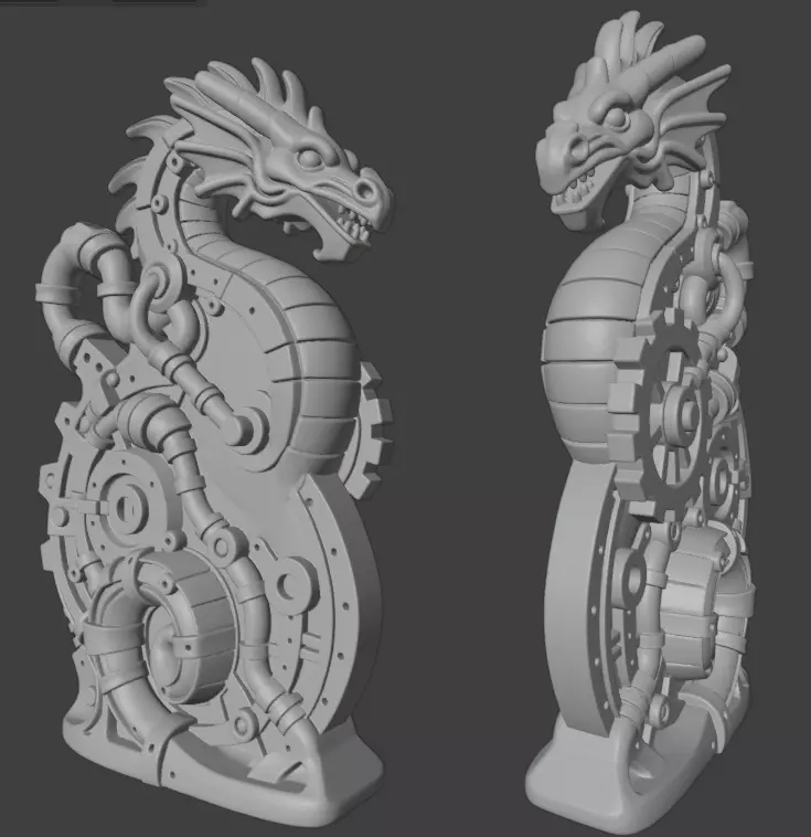 Industrial Dragon Sculpture 3D print model_3