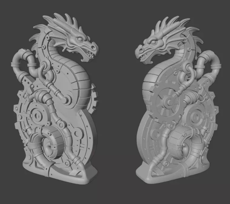 Industrial Dragon Sculpture 3D print model_1