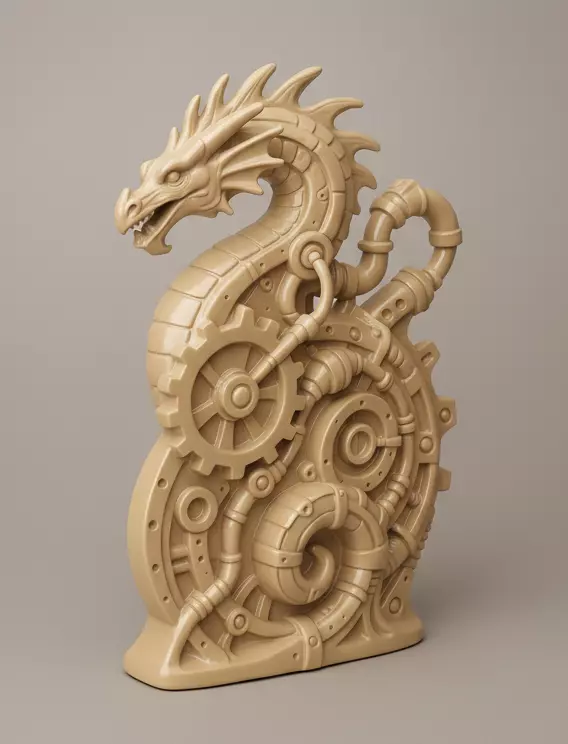 Industrial Dragon Sculpture 3D print model_0