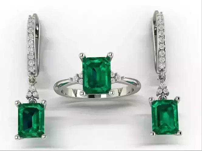Emerald center Engagement ring