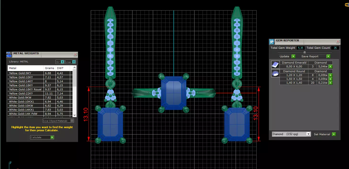 Emerald center Engagement ring 3D print model_6