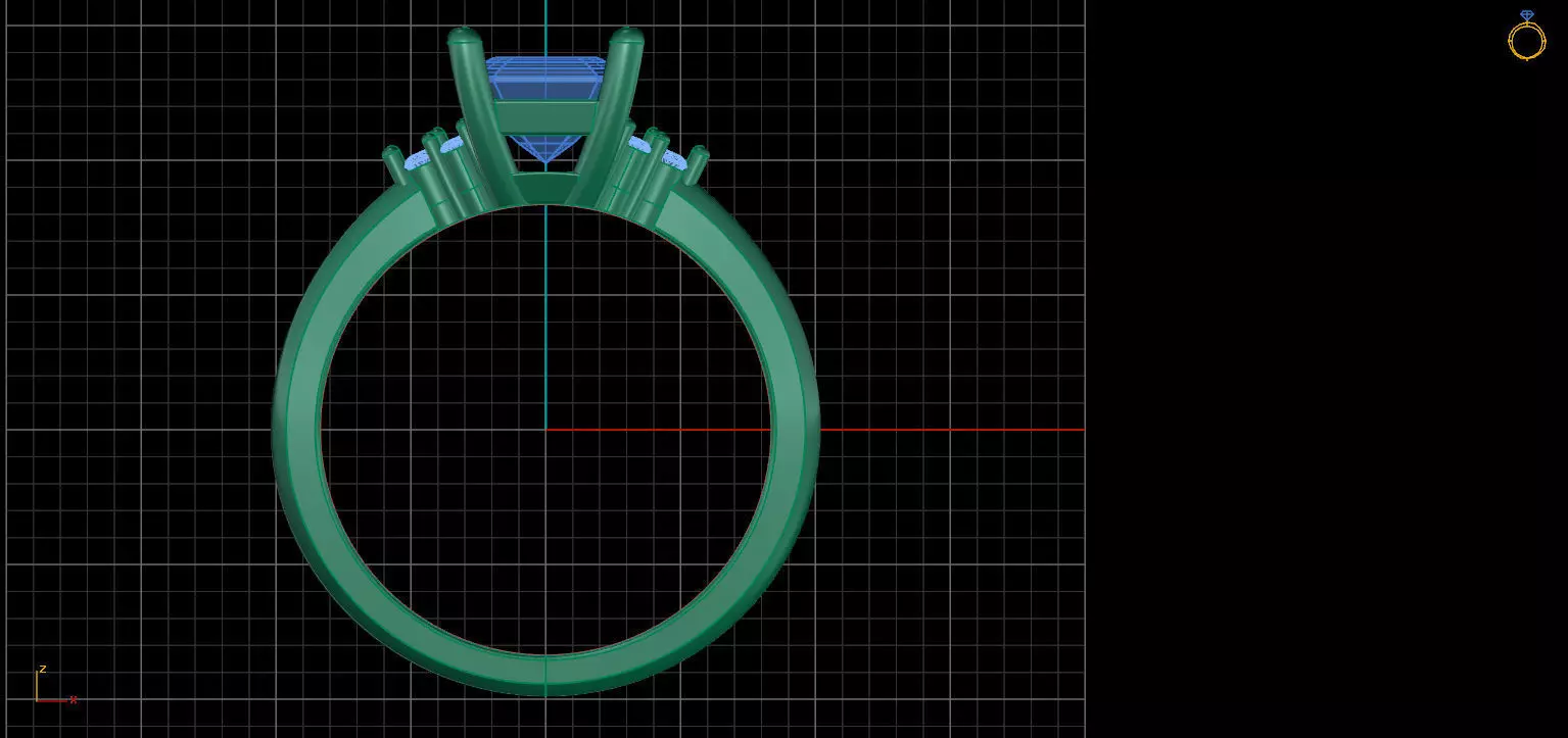 Emerald center Engagement ring 3D print model_2