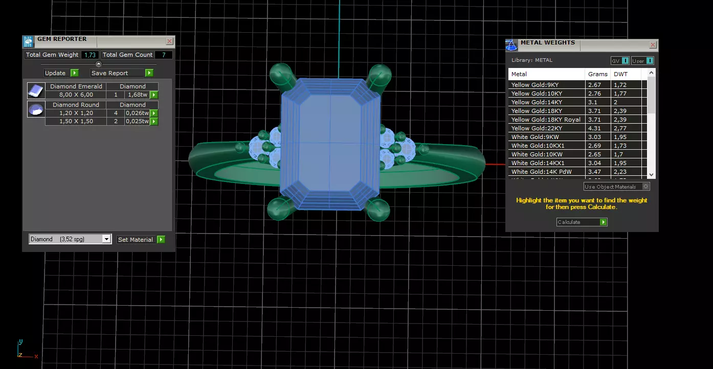 Emerald center Engagement ring 3D print model_4