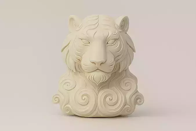 Stylized Lion Head 3D Print Model