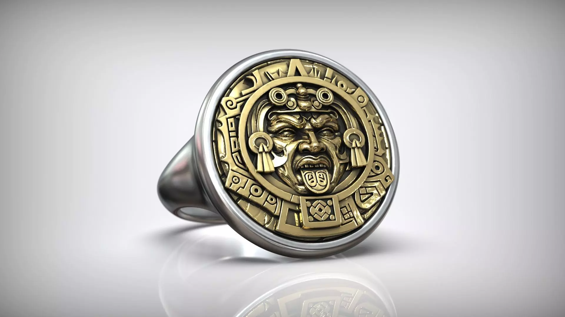 Aztec Warrior Ring Ancient Mayan Tribal Ancient Jewelry 3D print model