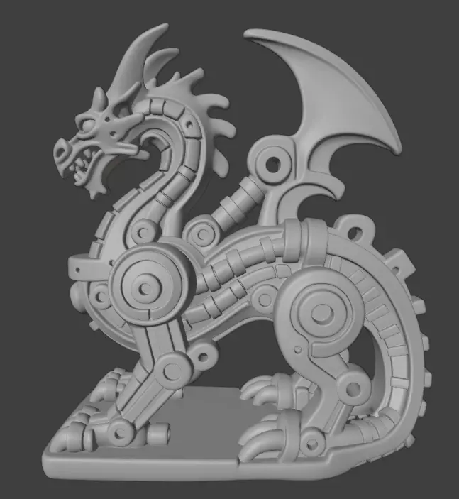 Industrial Dragon Sculpture 3D print model_3