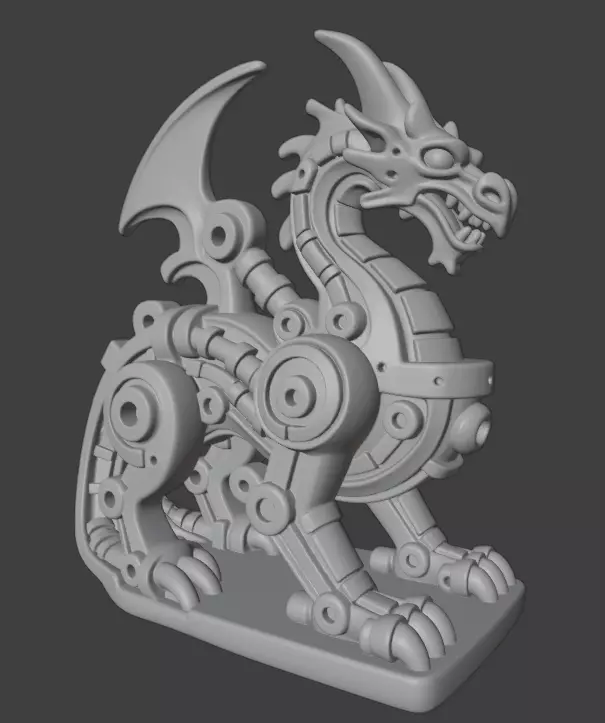 Industrial Dragon Sculpture 3D print model_1