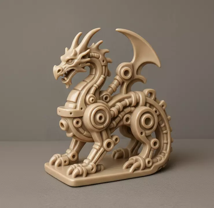 Industrial Dragon Sculpture 3D print model_0