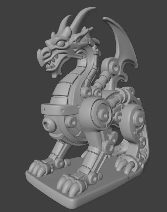 Industrial Dragon Sculpture 3D print model_2