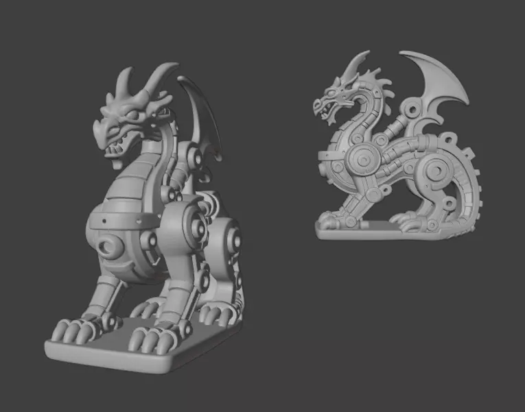 Industrial Dragon Sculpture 3D print model_4