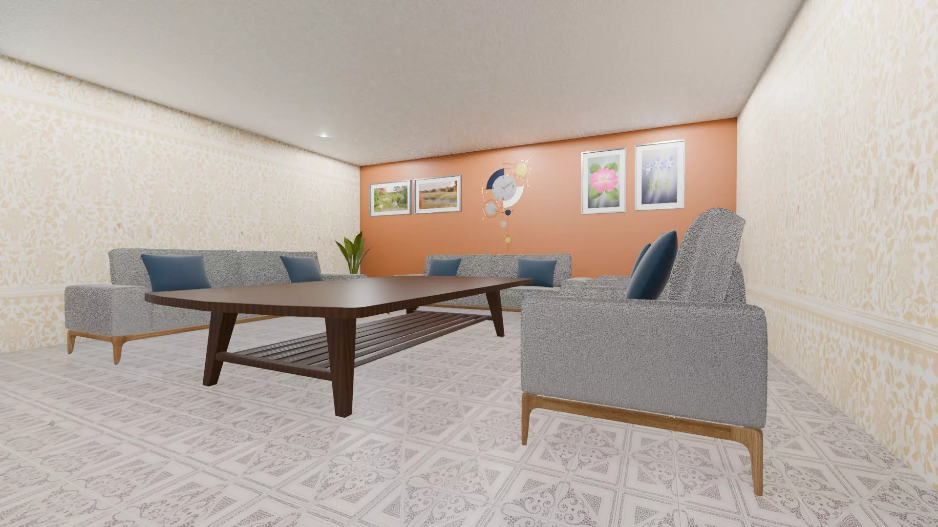 3D Room Set With Sofa Bed  3D model_0