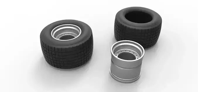 Rim and tire of Super Dirt Late model Scale 1 to 25