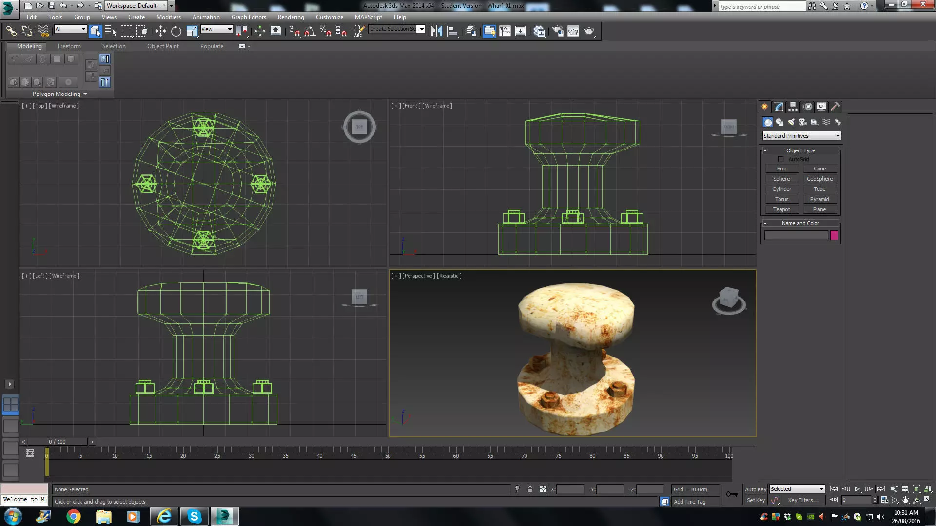 Wharf Bollard rusted Free low-poly 3D model_0