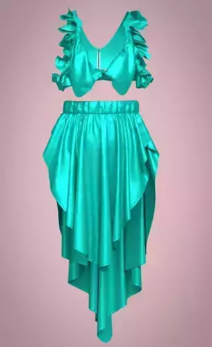 3D Tiered Ruffle Mini Dress Model