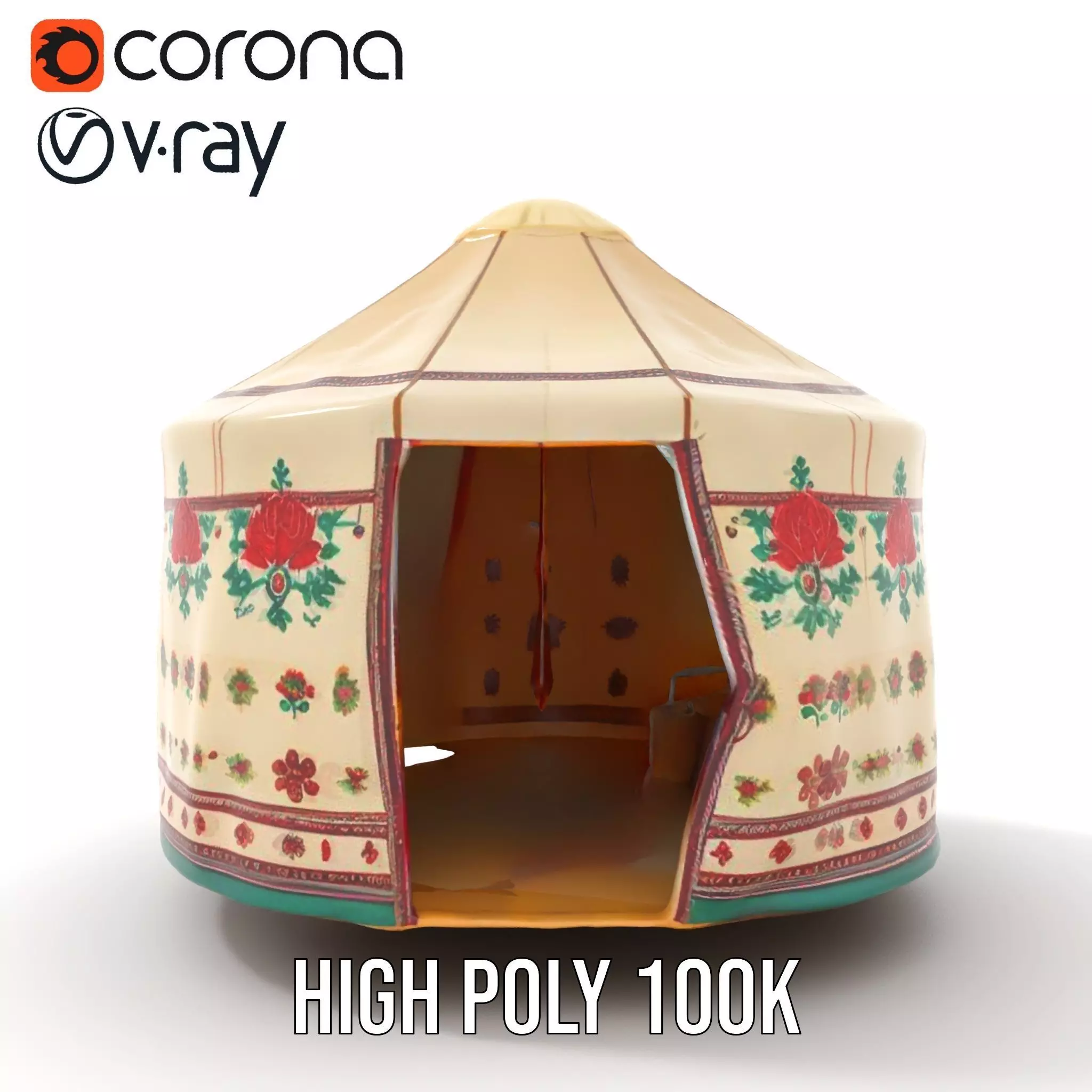 Embroidered Yurt model pack Low-poly 3D model_27
