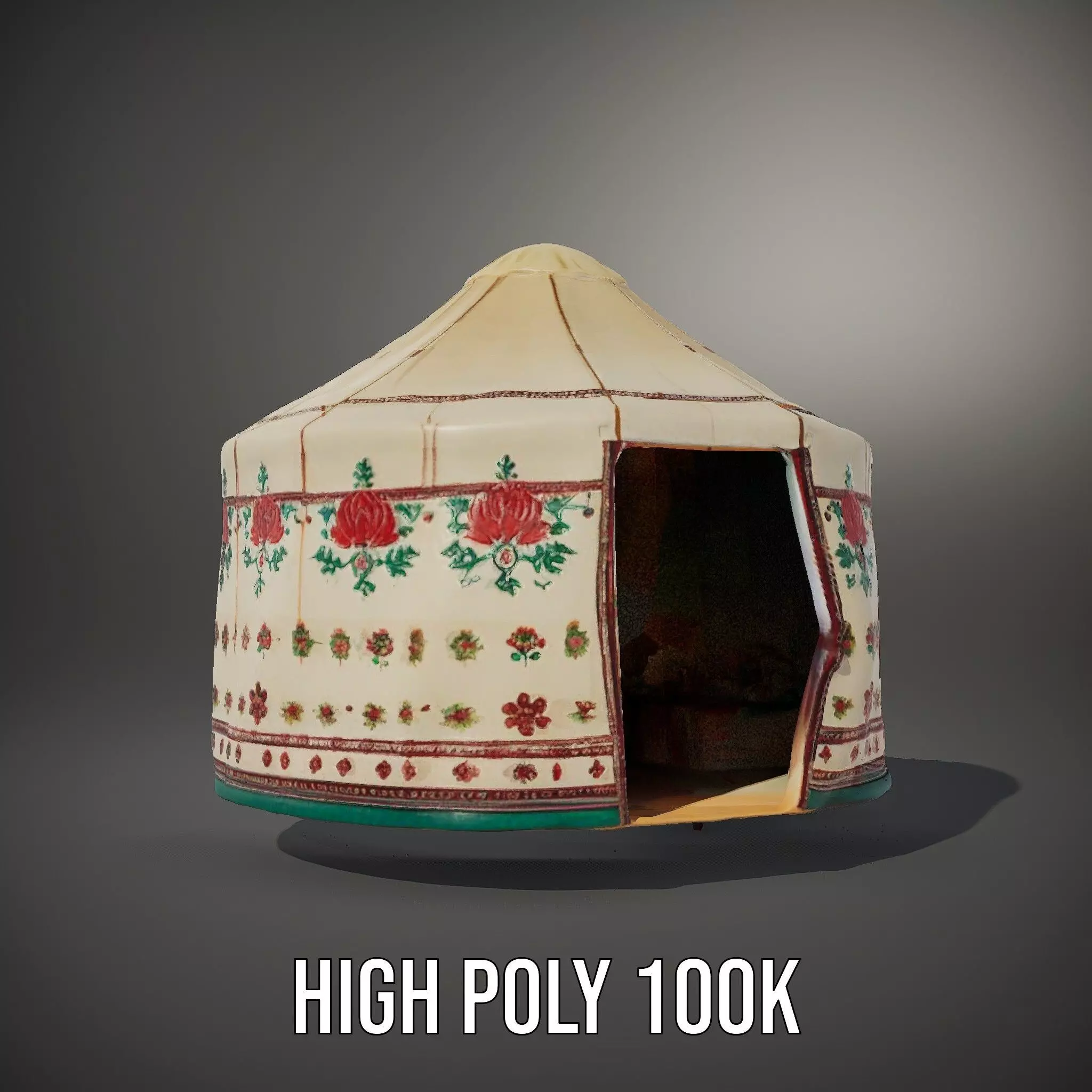 Embroidered Yurt model pack Low-poly 3D model_11