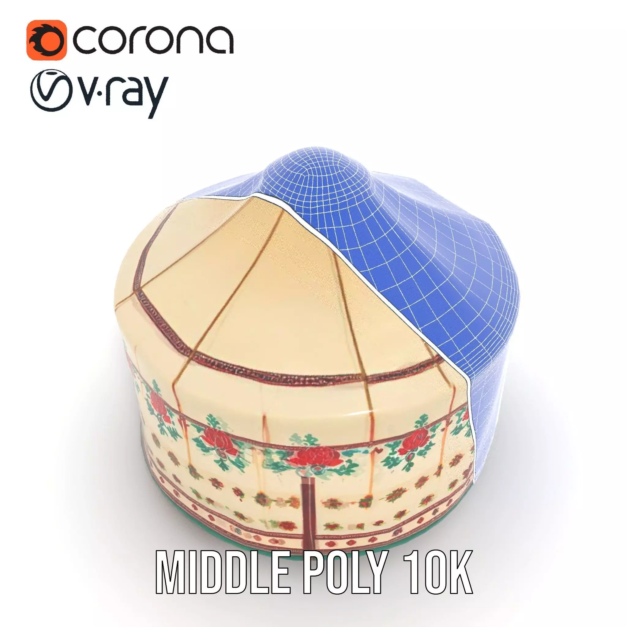 Embroidered Yurt model pack Low-poly 3D model_25