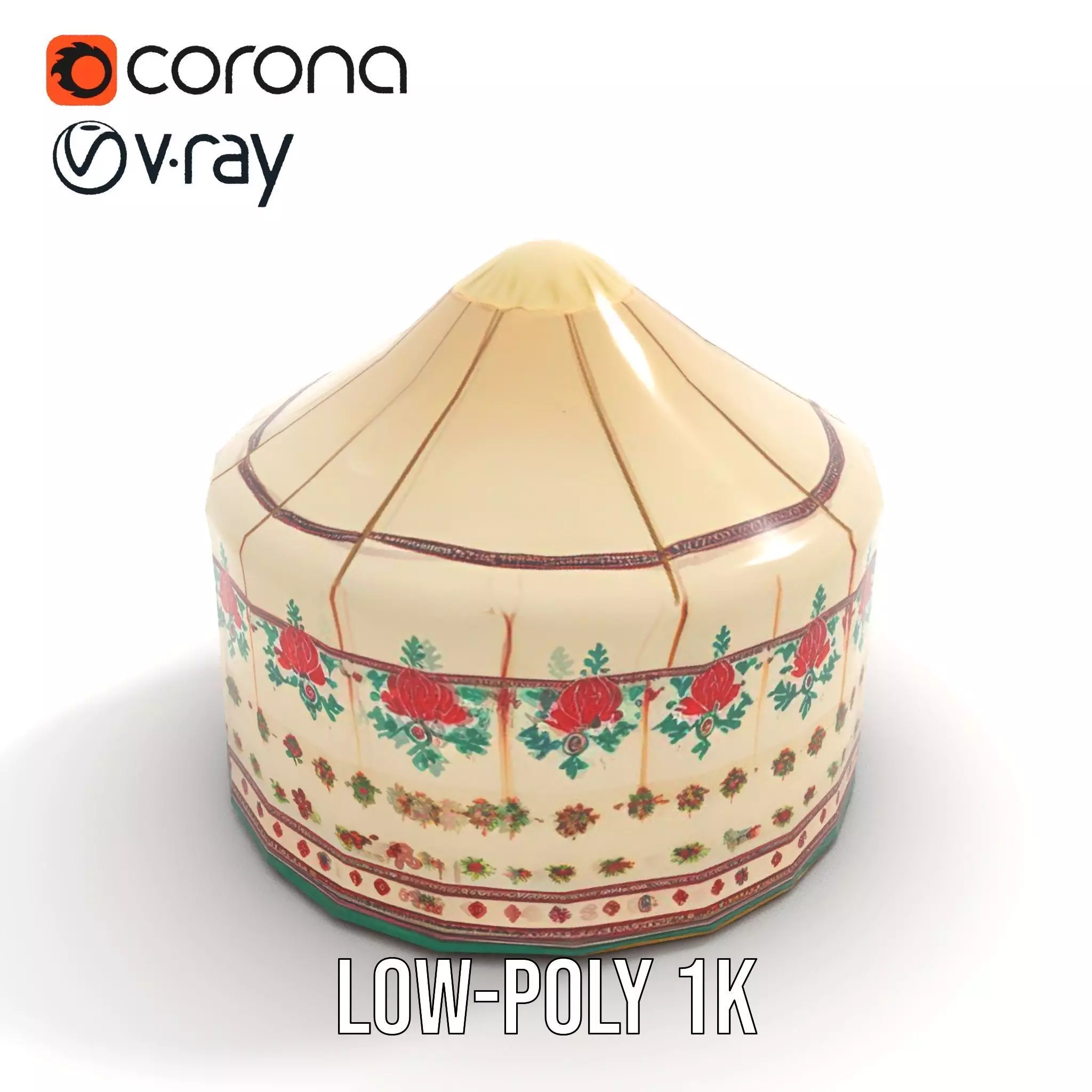 Embroidered Yurt model pack Low-poly 3D model_10